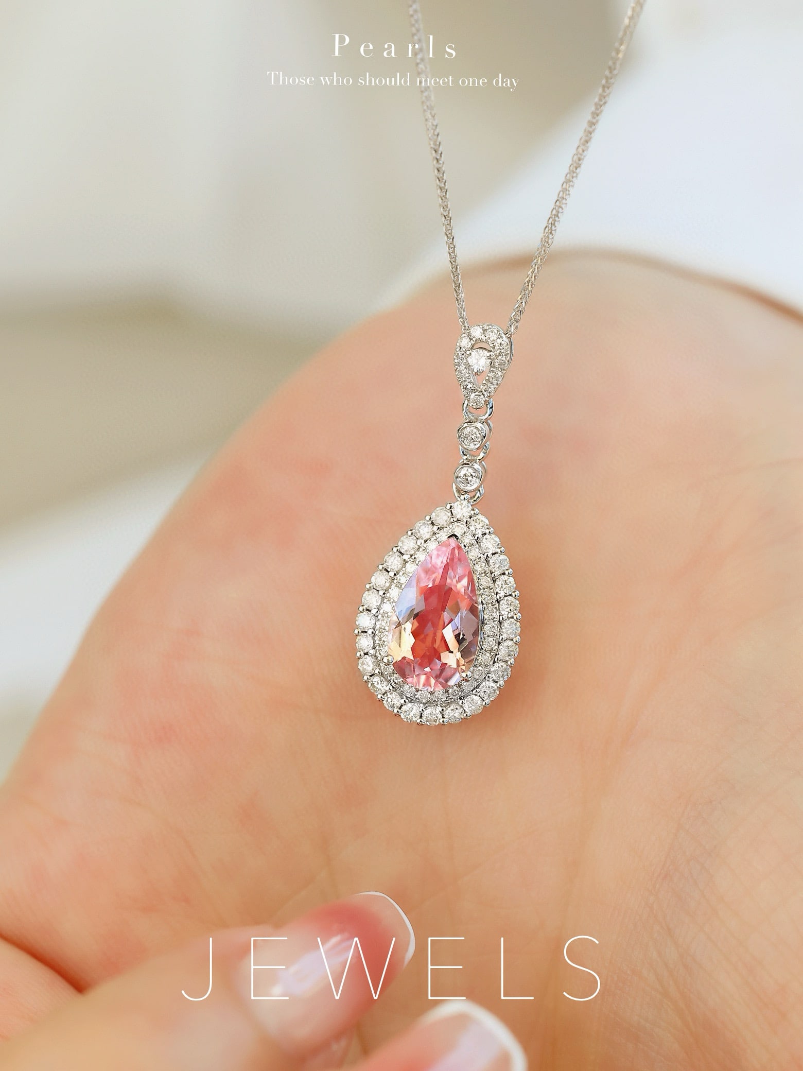 14k Gold 1.56 Ctw Natural Morganite & Diamond Pendant( Without Chain ) - 2