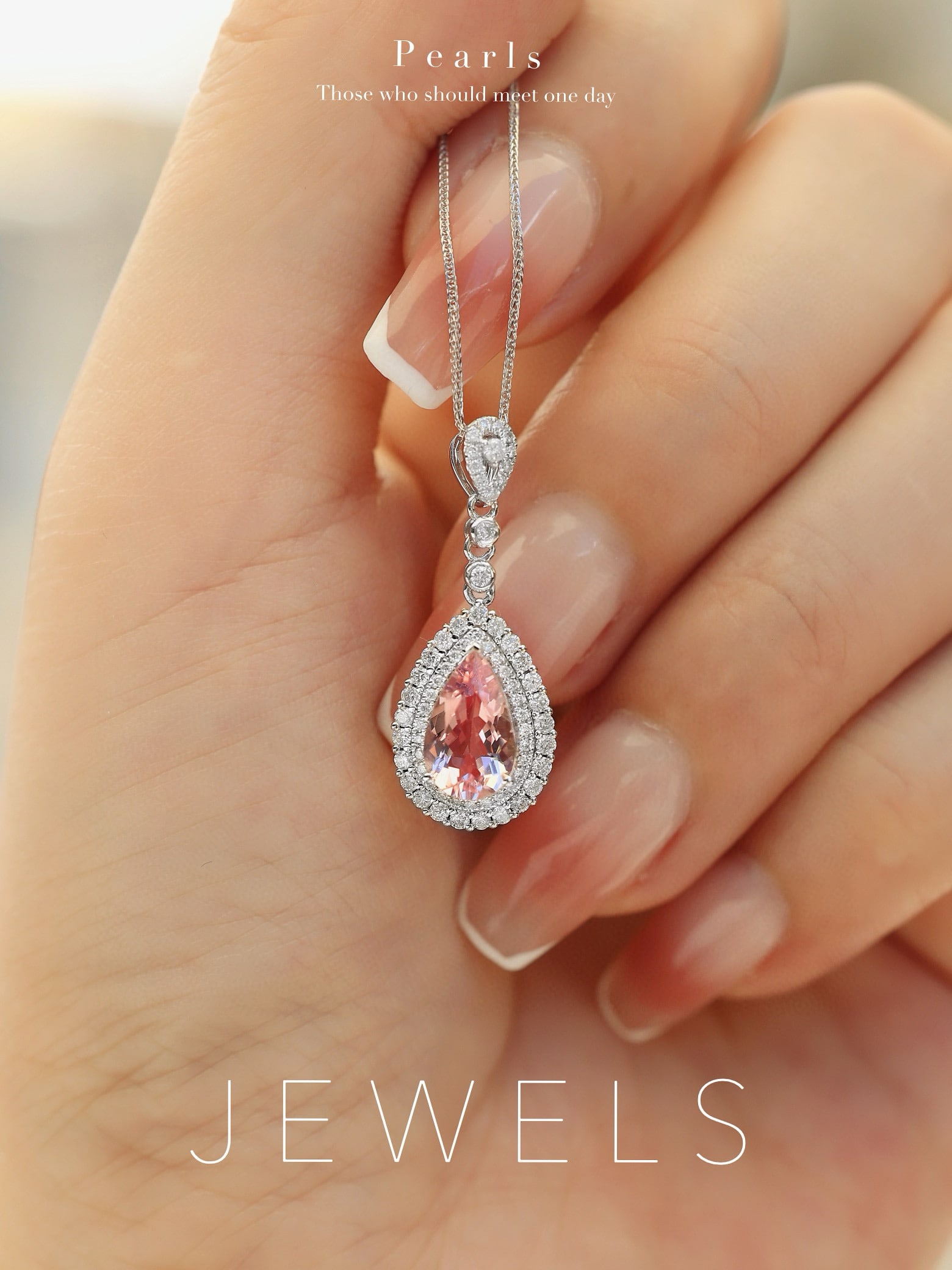 14k Gold 1.56 Ctw Natural Morganite & Diamond Pendant( Without Chain ) - 4
