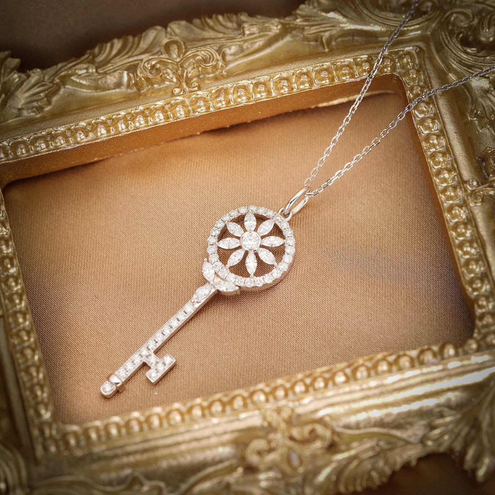 14k Gold 0.72 Ct Natural H Diamond Necklace: Ref:231082269 // gold content:14k gold // main gemstone:diamond // shape:multiple // carat weight:0. 72ct // clarity grade:vs-si // color:h // treatment:natural // Low Estimate: 5700 Condition: New