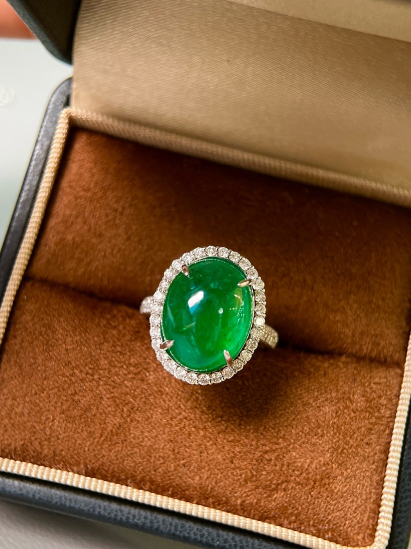 14k Gold 10.80 Ctw Vivid Green Natural Emerald & Diamond Ring/pendant( Without Chain ) - 5