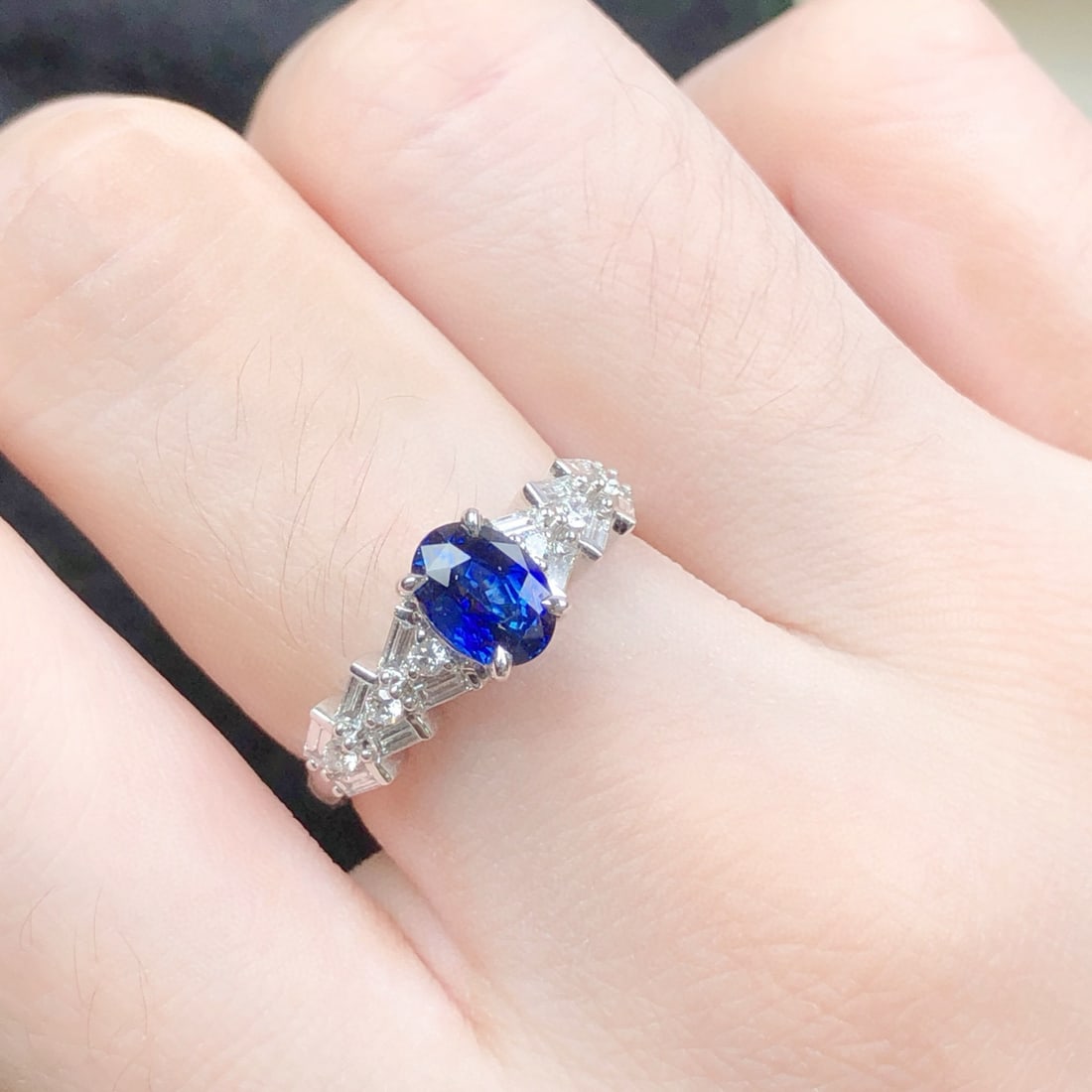 14k Gold 1.64 Ctw Natural Sapphire & Diamond Ring - 7