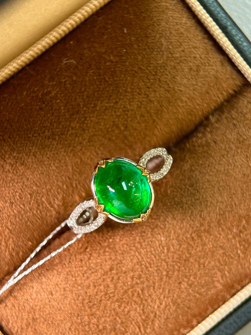 14k Gold 3.10 Ctw Vivid Green Natural Emerald & Diamond Ring - 6
