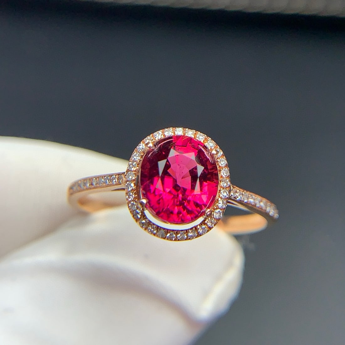 14k Gold 1.3 Ct Natural Tourmaline & Diamond Ring - 2