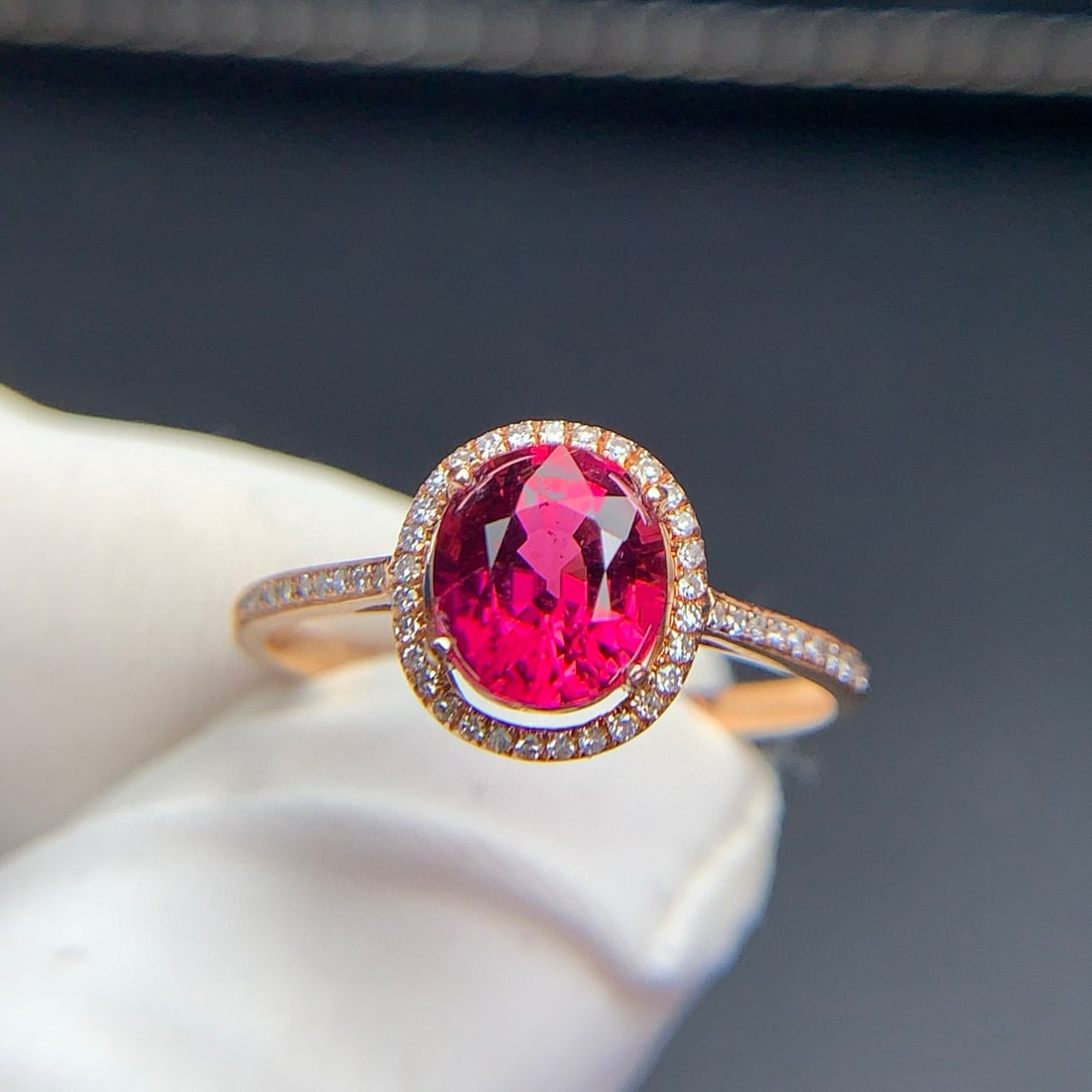 14k Gold 1.3 Ct Natural Tourmaline & Diamond Ring - 4