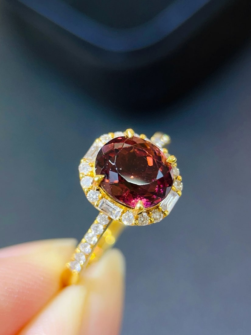 14k Gold 2.70 Ctw Natural Tourmaline & Diamond Ring - 2