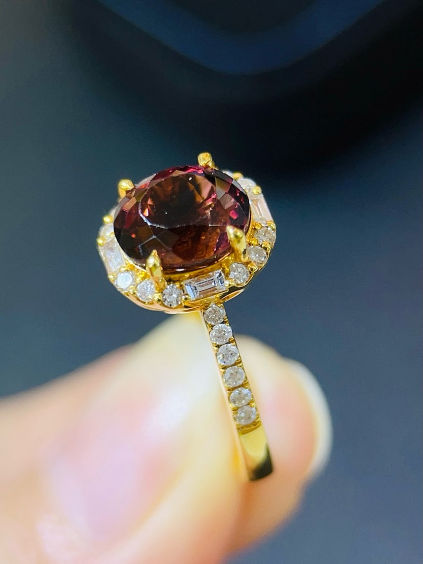 14k Gold 2.70 Ctw Natural Tourmaline & Diamond Ring - 4