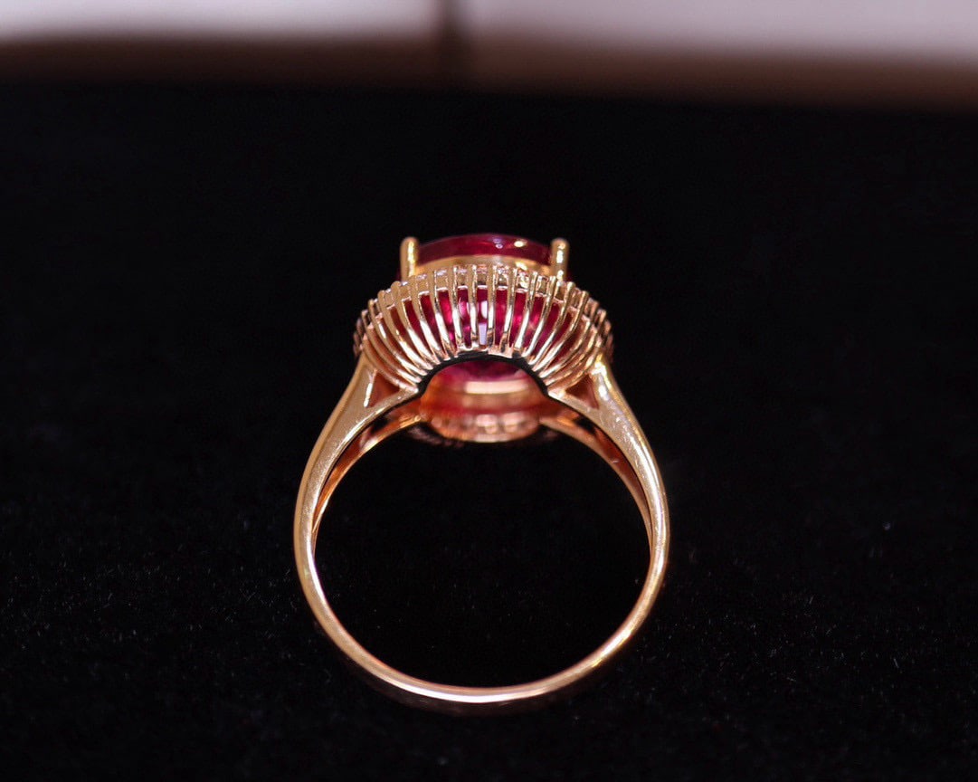 14k Gold 5.1 Ct Natural Tourmaline & Diamond Ring - 5