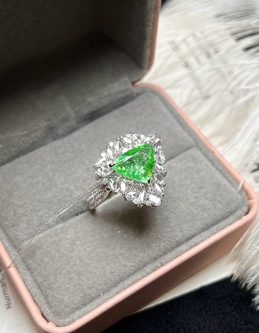 14k Gold 3.00 Ctw Natural Paraiba Tourmaline & Diamond Ring/pendant( Without Chain ) - 2