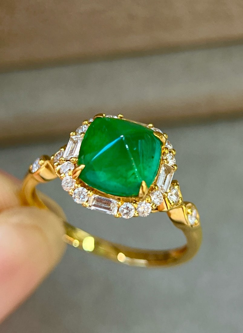 14k Gold 2.59 Ctw Vivid Green Natural Emerald & Diamond Ring - 3