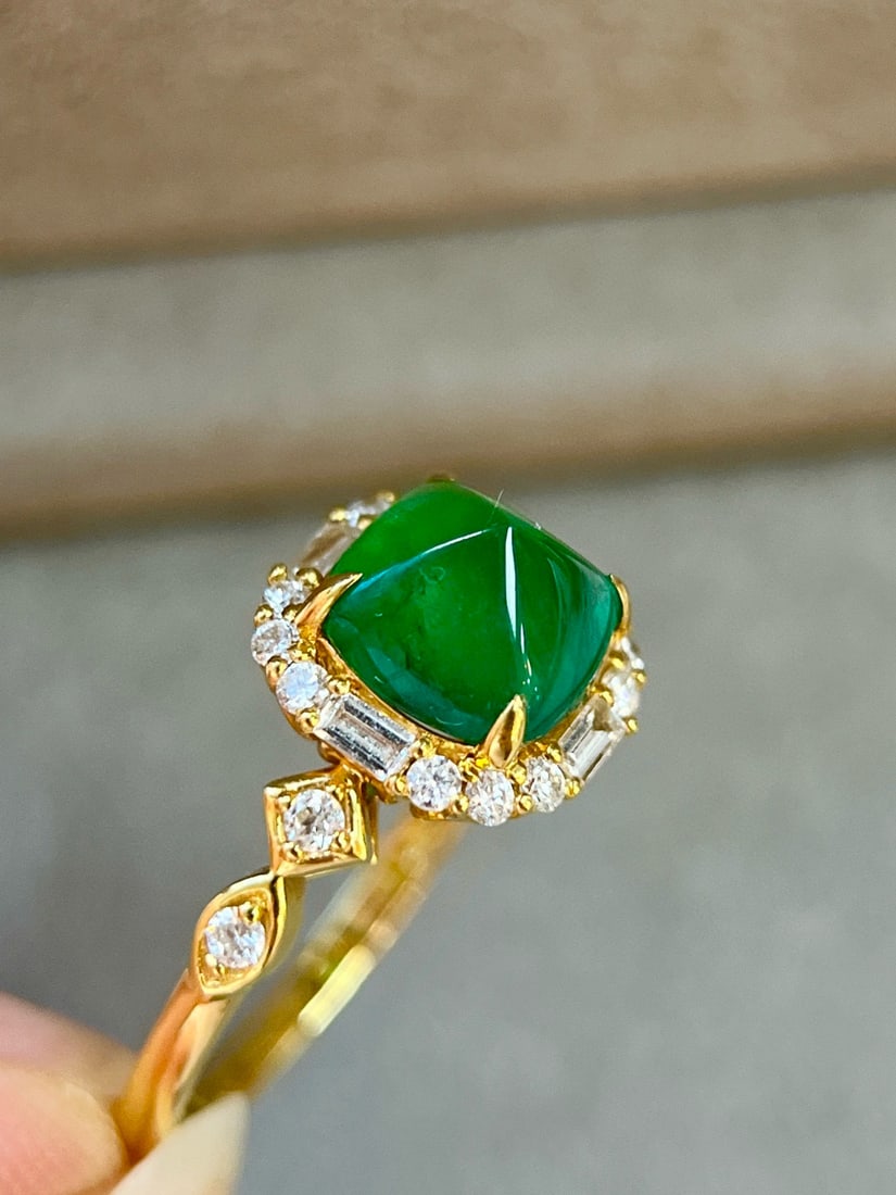 14k Gold 2.59 Ctw Vivid Green Natural Emerald & Diamond Ring - 4