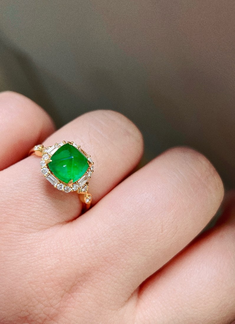 14k Gold 2.59 Ctw Vivid Green Natural Emerald & Diamond Ring - 5