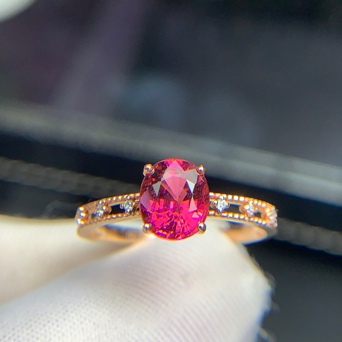 14k Gold 1.35 Ct Natural Tourmaline & Diamond Ring - 6