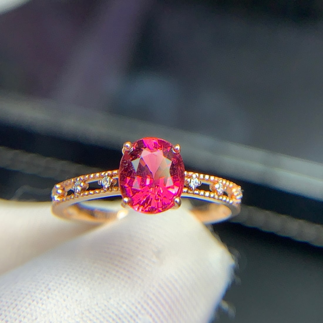 14k Gold 1.35 Ct Natural Tourmaline & Diamond Ring - 7