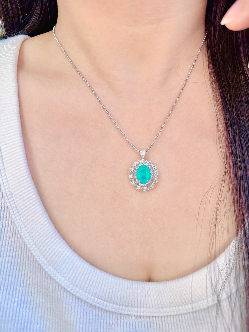 14k Gold 3.41 Ctw Natural Paraiba Tourmaline & Sapphire Ring/pendant( Without Chain ) - 5