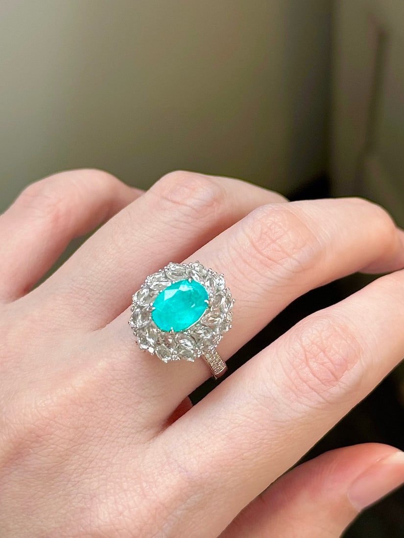 14k Gold 3.41 Ctw Natural Paraiba Tourmaline & Sapphire Ring/pendant( Without Chain ) - 6