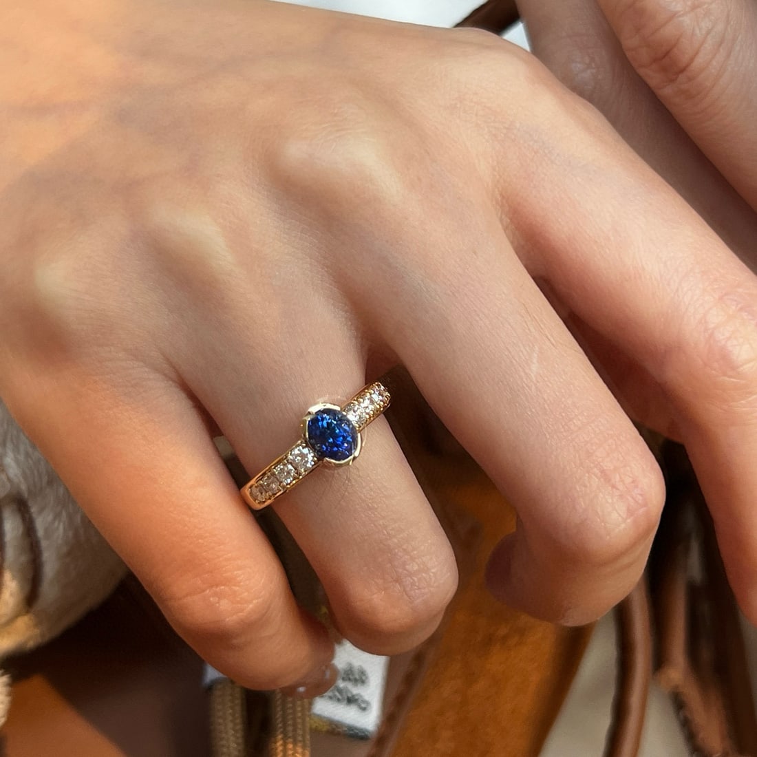 14k Gold 1.38 Ctw Natural Sapphire & Lab Grown Diamond Ring - 4