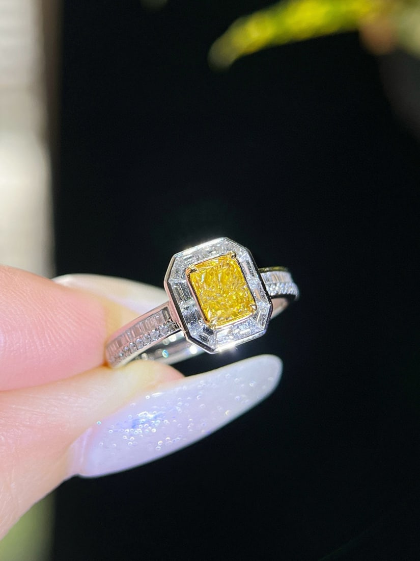 14k Gold 1.41 Ctw Natural Yellow Diamond & Diamond Ring - 2