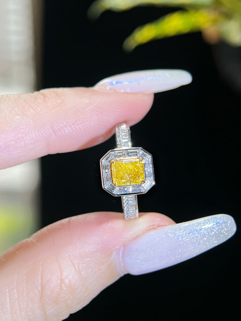 14k Gold 1.41 Ctw Natural Yellow Diamond & Diamond Ring - 3