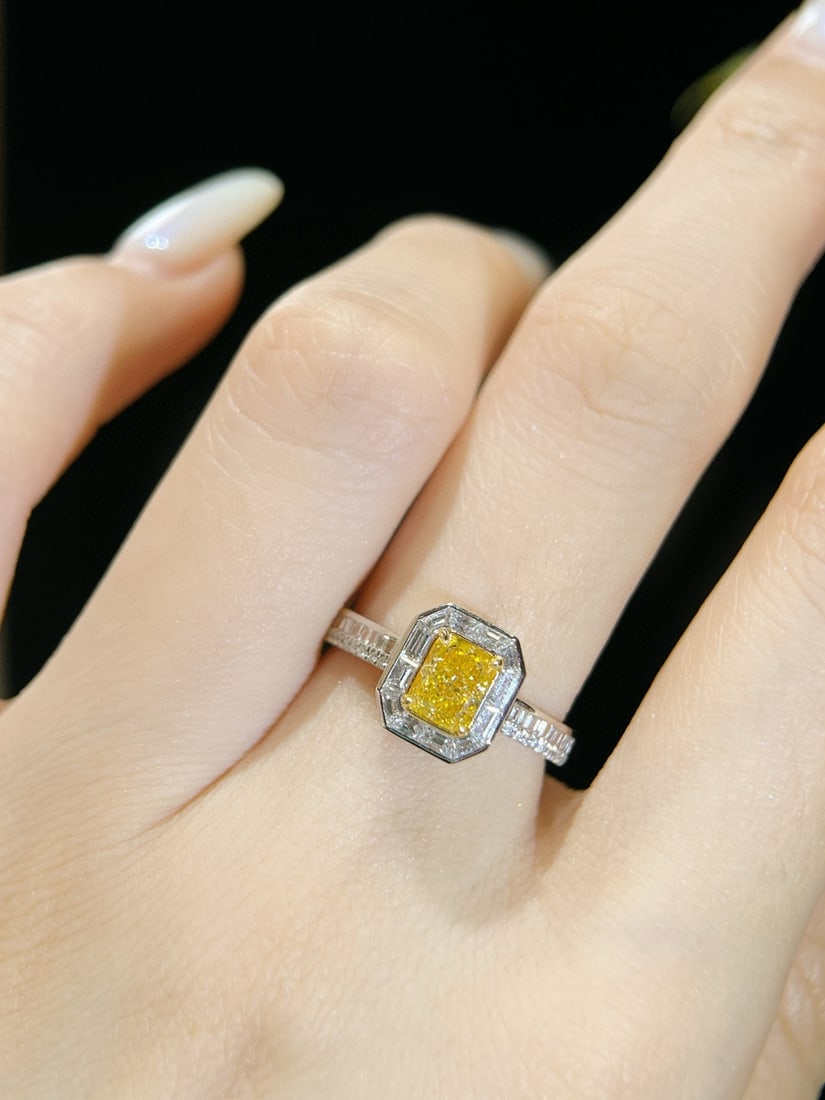 14k Gold 1.41 Ctw Natural Yellow Diamond & Diamond Ring - 5