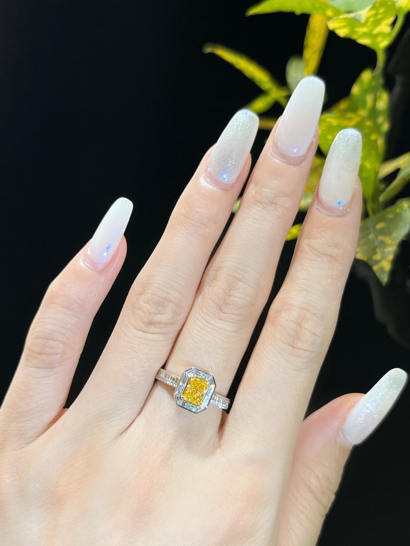 14k Gold 1.41 Ctw Natural Yellow Diamond & Diamond Ring - 6