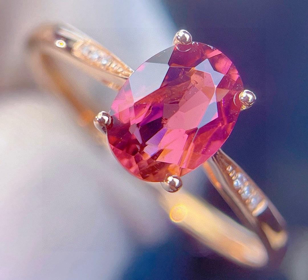 14k Gold 1.25 Ct Natural Tourmaline & Diamond Ring - 2