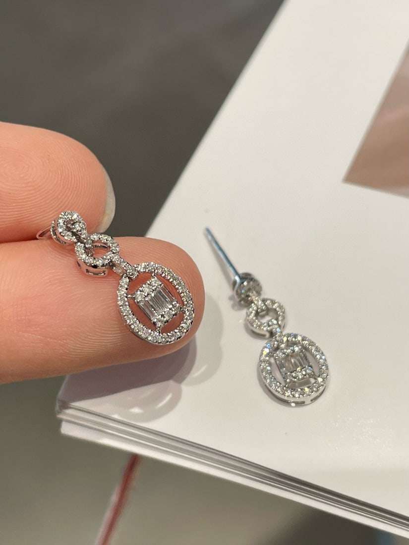 14k Gold 0.36 Ct Natural H Diamond Earrings - 2