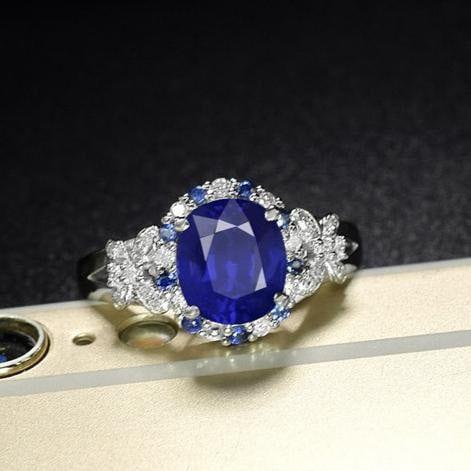14k Gold 2.37 Ctw Natural Sapphire & Diamond Ring - 2