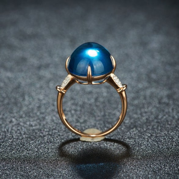 14k Gold 16.08 Ct Natural Topaz & Diamond Ring - 5