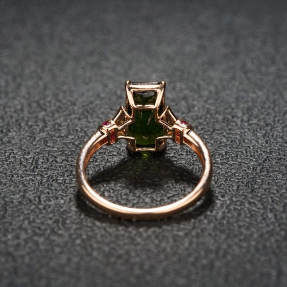 14k Gold 2.5 Ct Natural Tourmaline & Ruby Ring - 5