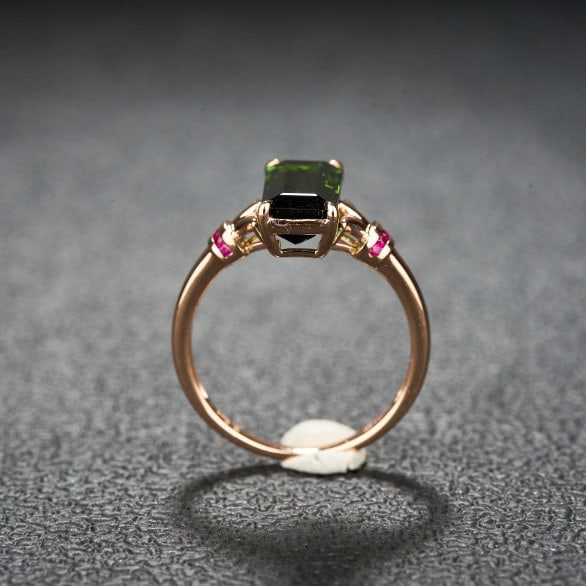 14k Gold 2.5 Ct Natural Tourmaline & Ruby Ring - 6