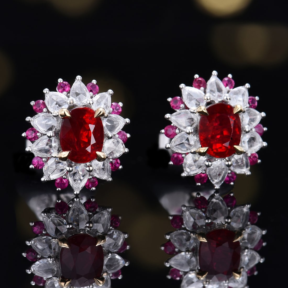 14k Gold 1.15 Ctw Natural Ruby & Diamond Earrings - 2