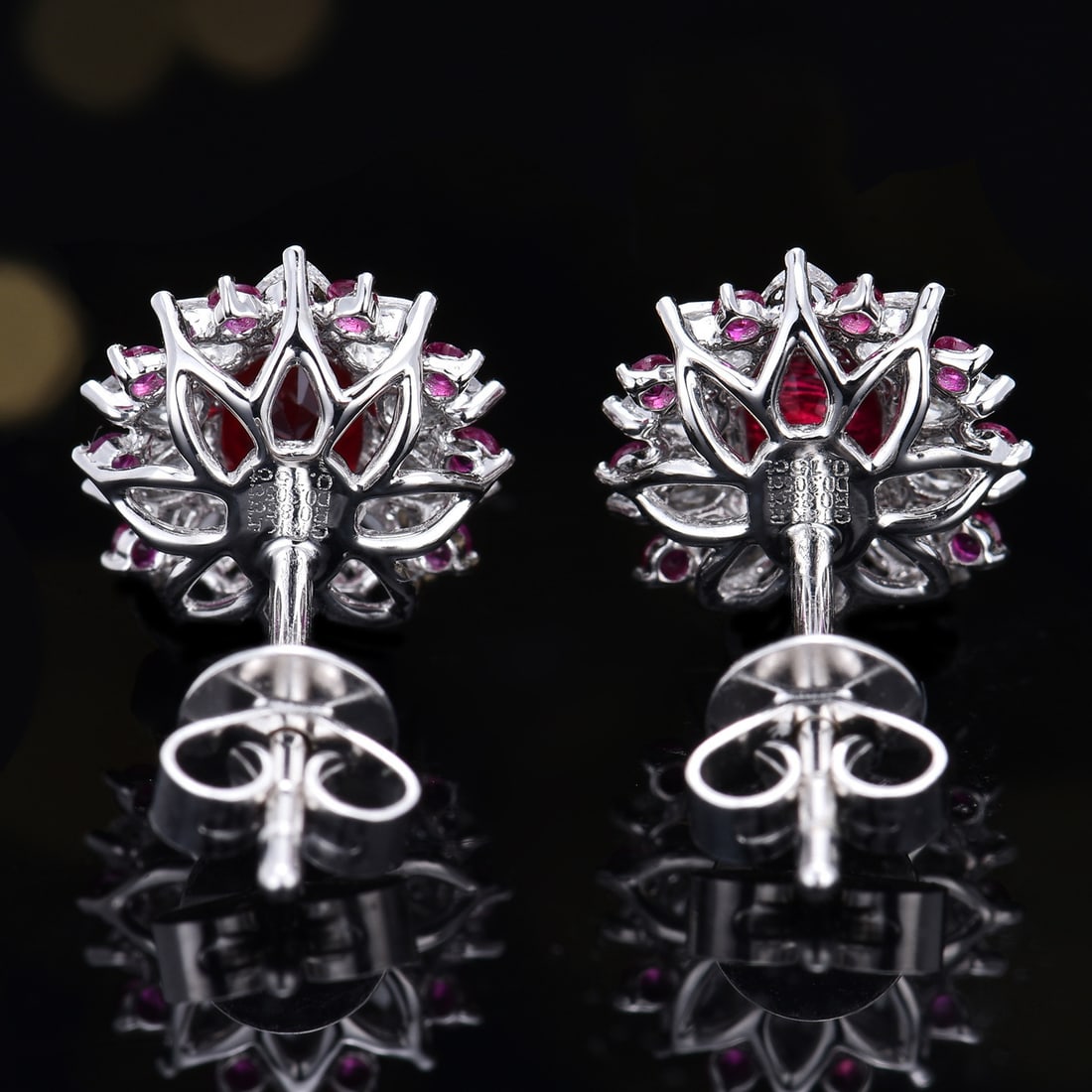 14k Gold 1.15 Ctw Natural Ruby & Diamond Earrings - 4