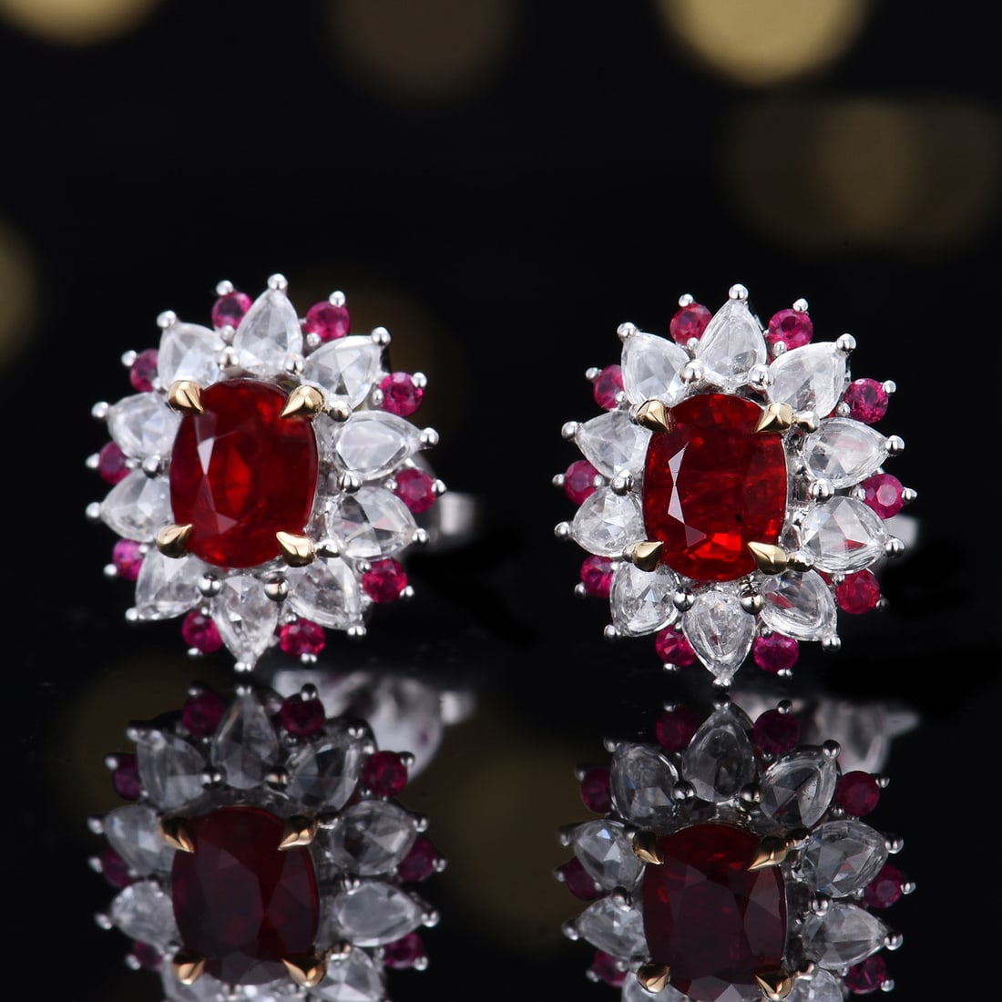 14k Gold 1.15 Ctw Natural Ruby & Diamond Earrings - 5