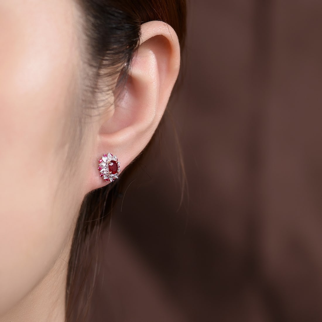 14k Gold 1.15 Ctw Natural Ruby & Diamond Earrings - 6