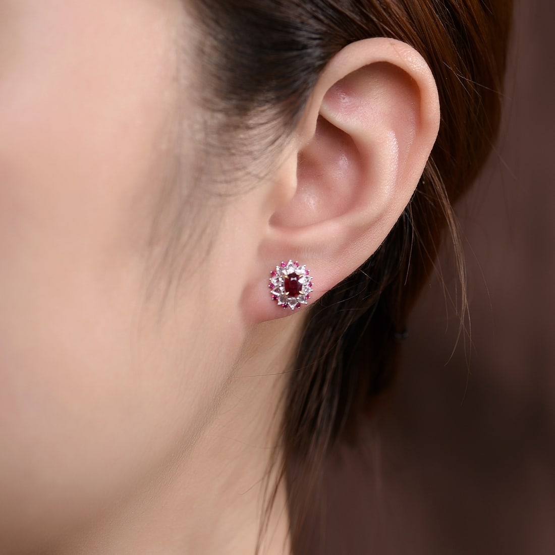 14k Gold 1.15 Ctw Natural Ruby & Diamond Earrings - 7