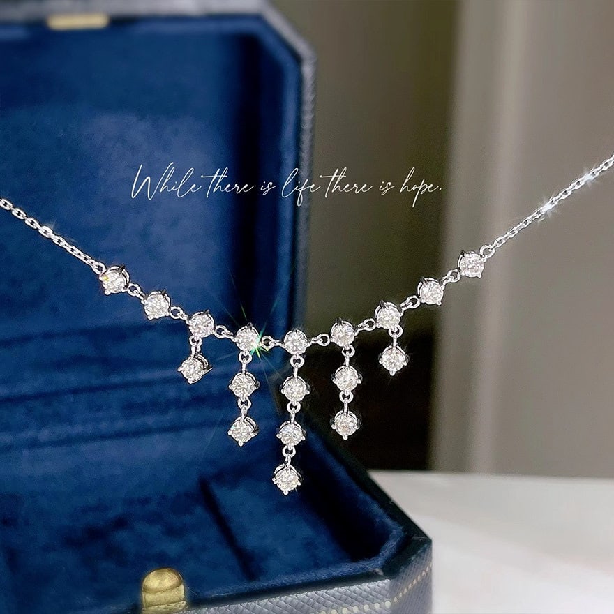 14k Gold 1.2 Ct Natural H Diamond Necklace - 2