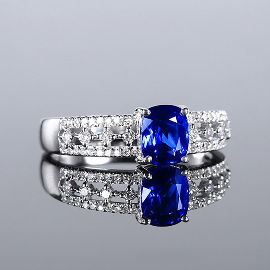 14k Gold 1.39 Ctw Natural Sapphire & Diamond Ring - 3