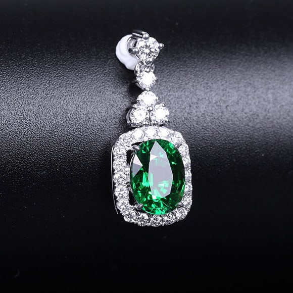 14k Gold 1.76 Ctw Natural Tsavorite & Diamond Pendant( Without Chain ) - 2