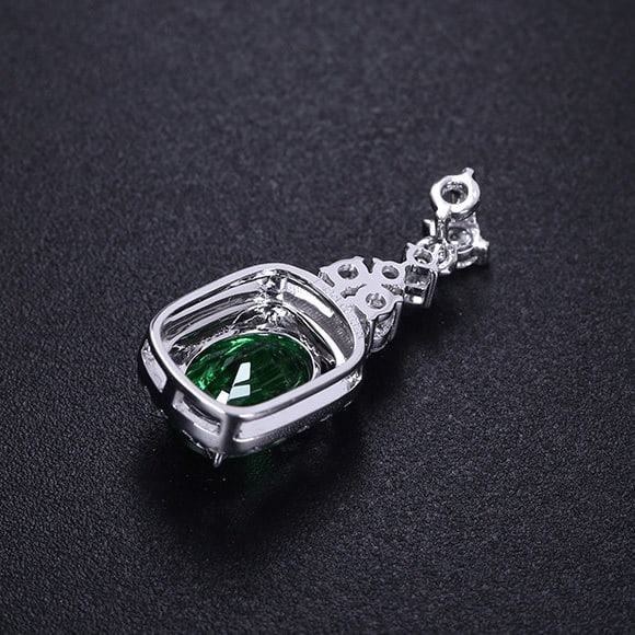 14k Gold 1.76 Ctw Natural Tsavorite & Diamond Pendant( Without Chain ) - 4