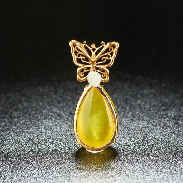 14k Gold 28.7 Ct Natural Prehnite & Ruby Pendant( Without Chain ) - 5