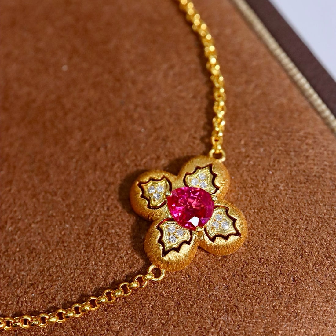 14k Gold 0.58 Ctw Natural Ruby & Diamond Bracelet - 2