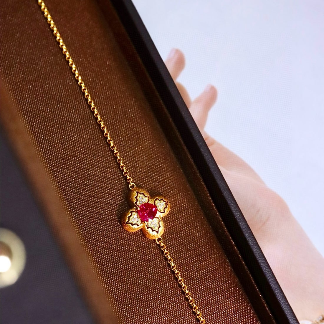 14k Gold 0.58 Ctw Natural Ruby & Diamond Bracelet - 4