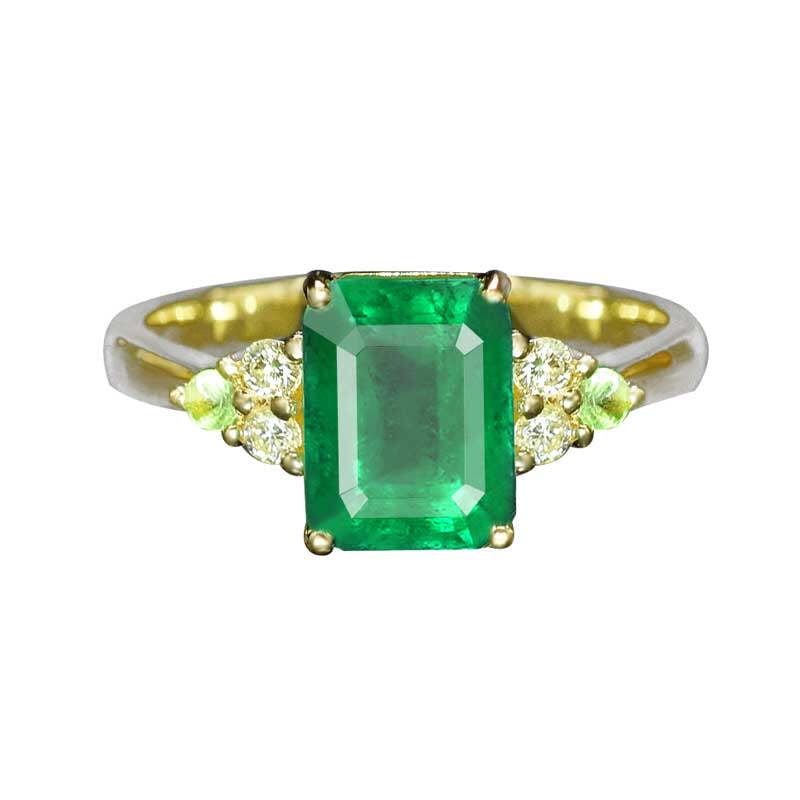 14k Gold 1.77 Ctw Natural Emerald & Diamond Ring - 2