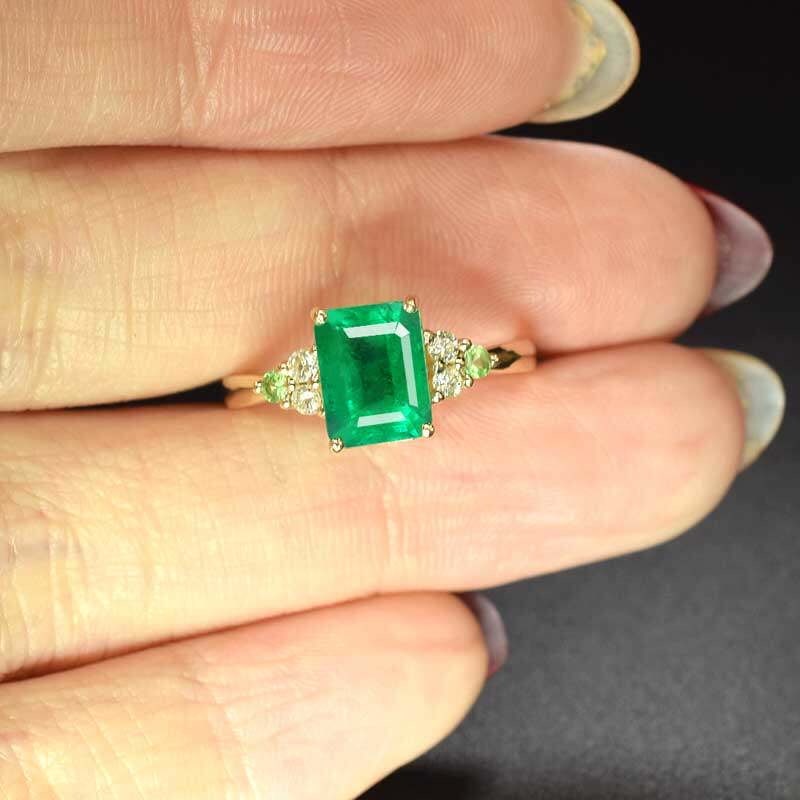 14k Gold 1.77 Ctw Natural Emerald & Diamond Ring - 4