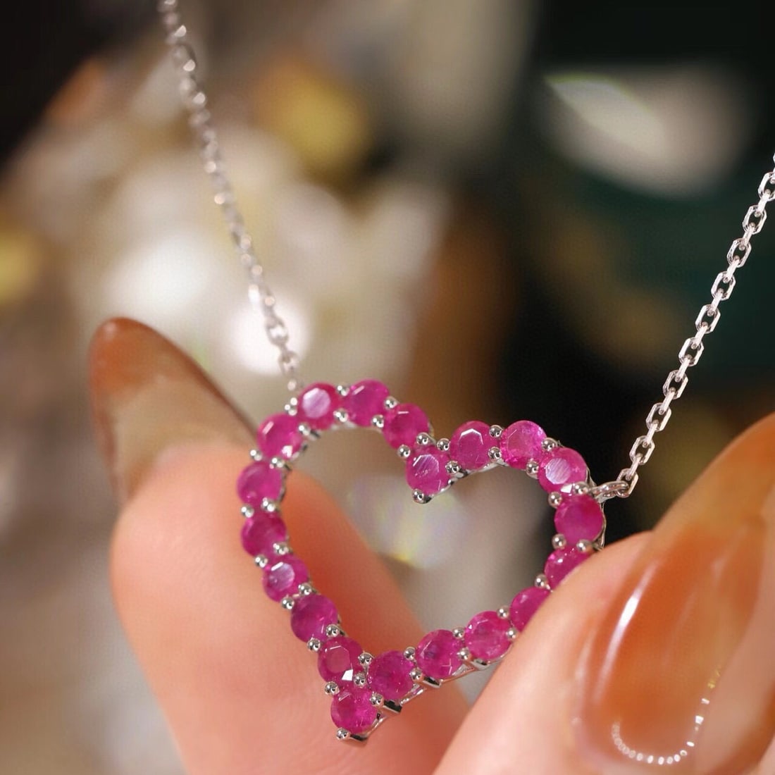 14k Gold 1.95 Ct Natural Ruby Necklace - 7