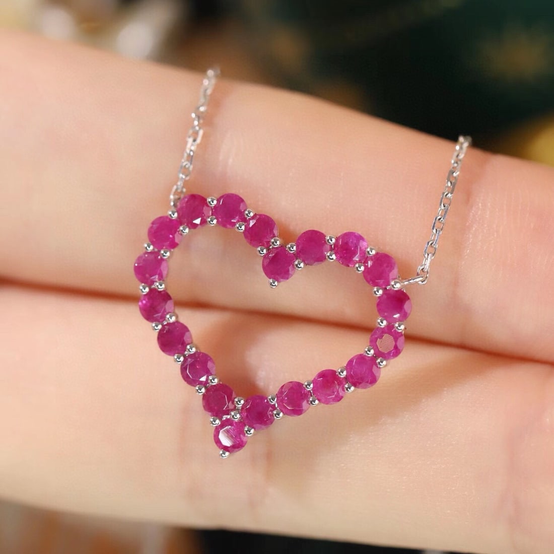 14k Gold 1.95 Ct Natural Ruby Necklace - 8