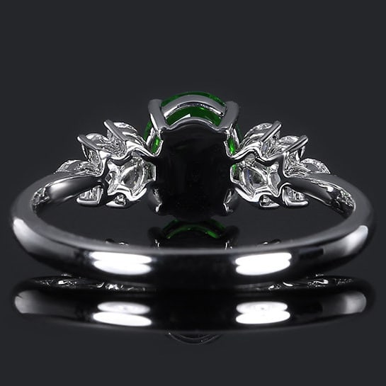 14k Gold 1.22 Ctw Natural Tsavorite & Diamond Ring - 4