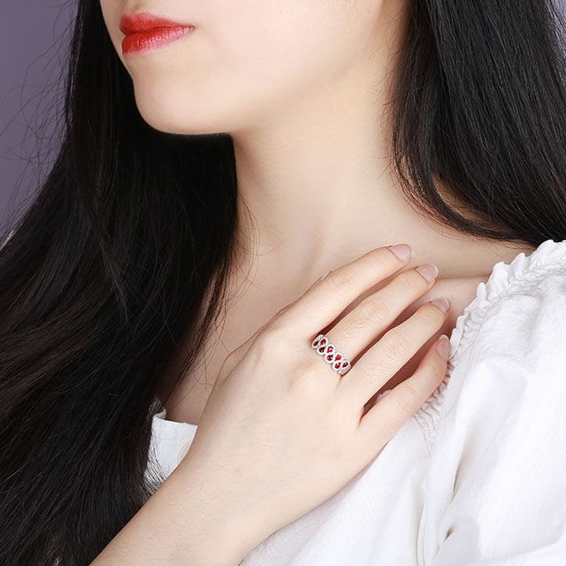 14k Gold 0.78 Ctw Natural Ruby & Diamond Ring - 5