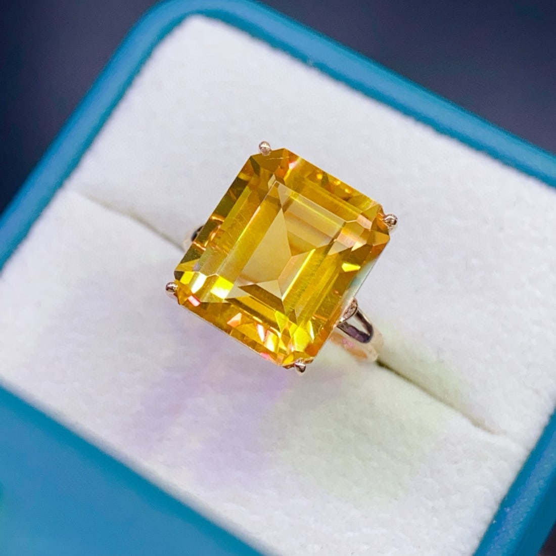 14k Gold 9.41 Ctw Natural Citrine & Diamond Ring - 4