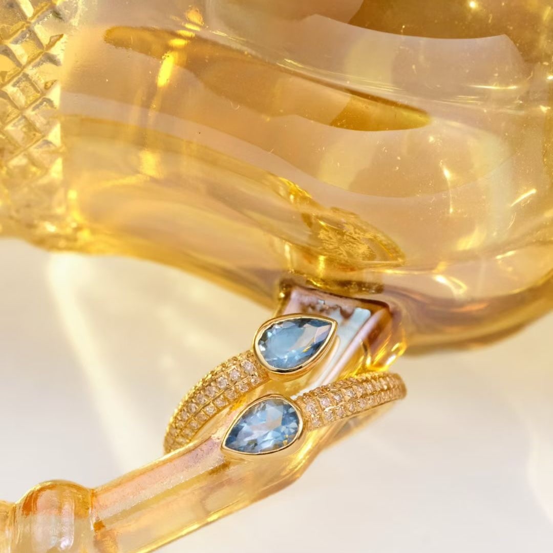 14k Gold 1.04 Ctw Natural Aquamarine & Diamond Ring - 6